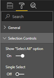 Screenshot of configuration options for a dropdown slicer visual